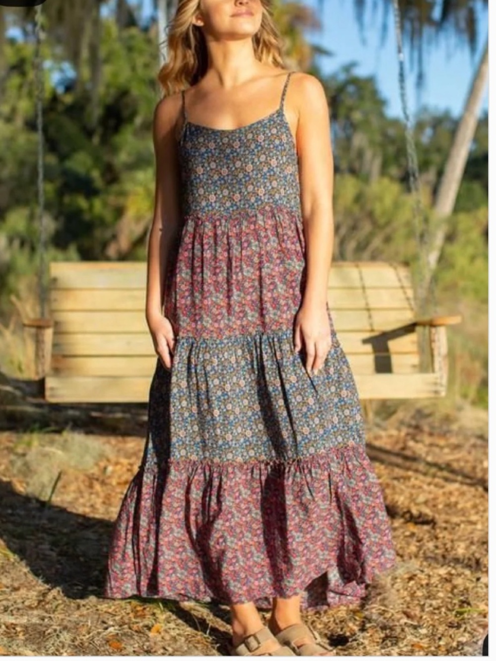 NATURAL LIFE Kaia Floral Tiered Maxi Dress Large/XL